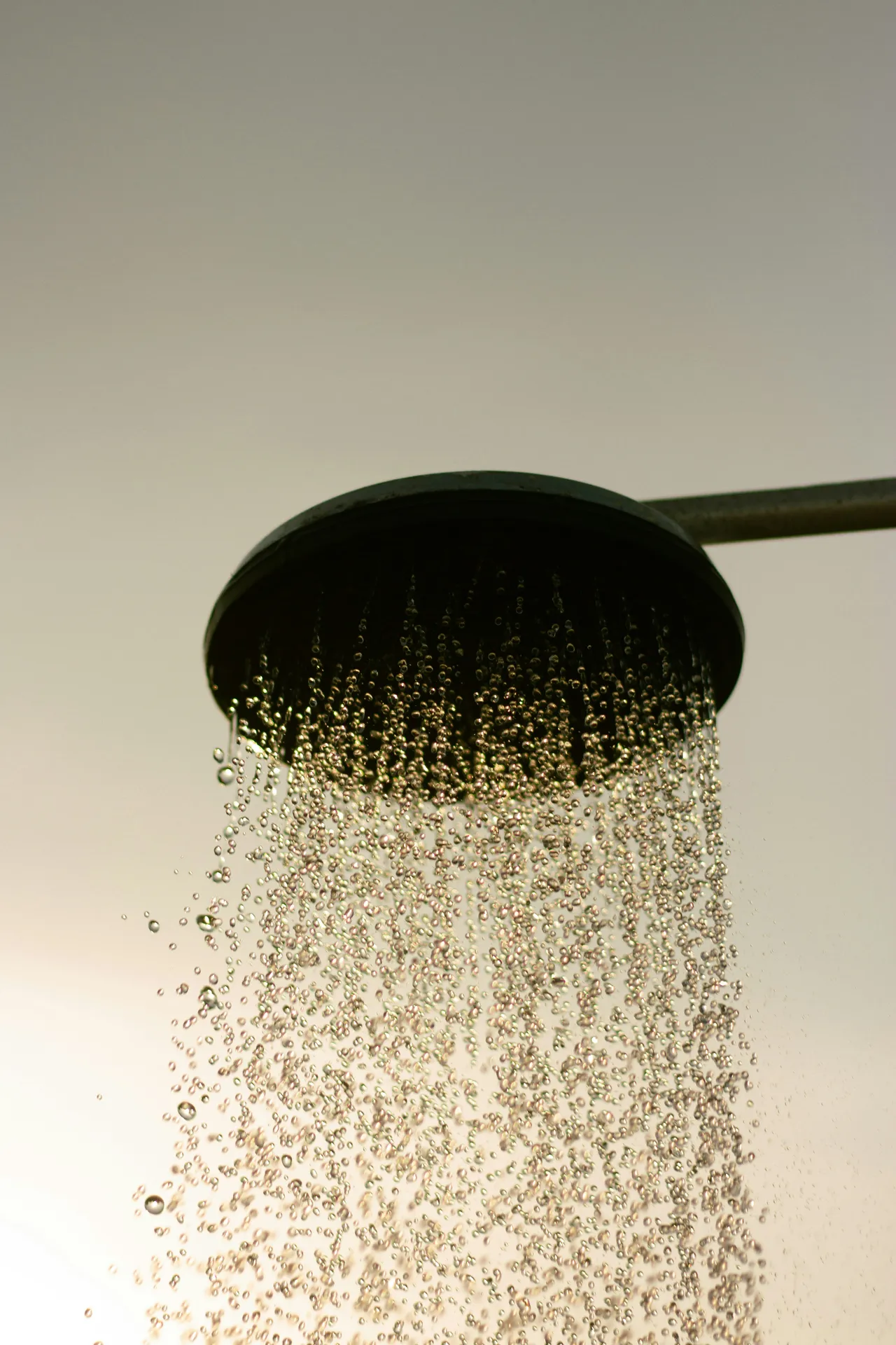 Running water from a shower head